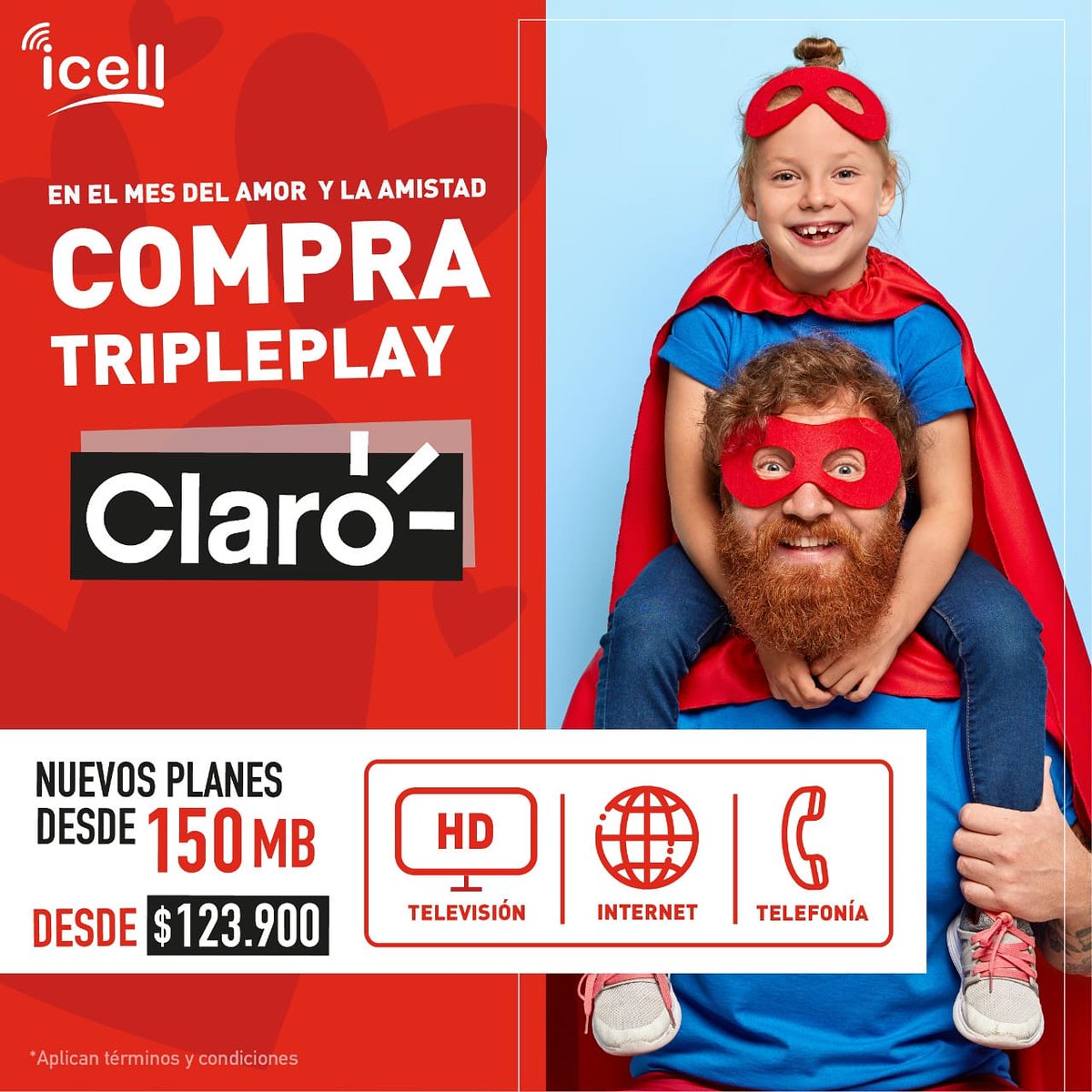 Tripleplay Claro para todos ❤️, lleva tu plan FULL Hogar, de Telefonía + Internet + Televisión al mejor precio del mercado, desde 150 MG🔥.

💬 Escríbenos para más información
📍Con Claro lo tienes TODO
📍Aplican términos y condiciones
#Icellesclaro #clarocolombia #claro