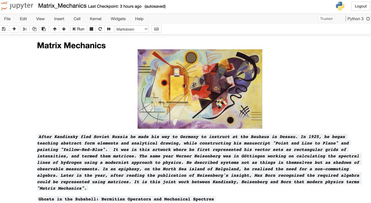 #MatrixMechanics #VectorSets #NonCommutingAlgebra #Born #Heisenberg #Kandinsky #WeimarColabs #Bauhaus #Hegoland #GhostsInTheSubshell