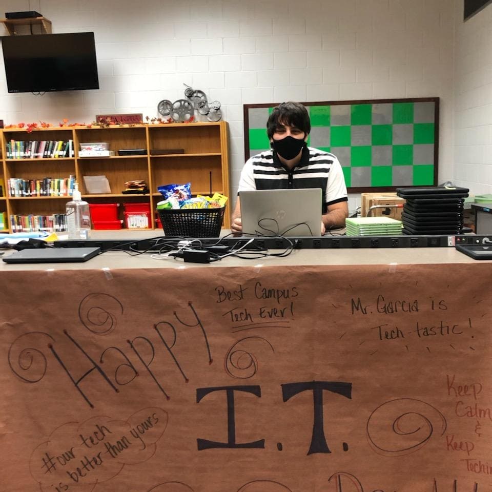 Happy Tech Day to Mr. Shelton Garcia!!! He is a wonderful part of GMSAS!!! Thank you for all that you do!!! #NationalTechDay #WeAreHCISD #JAGSTRONG