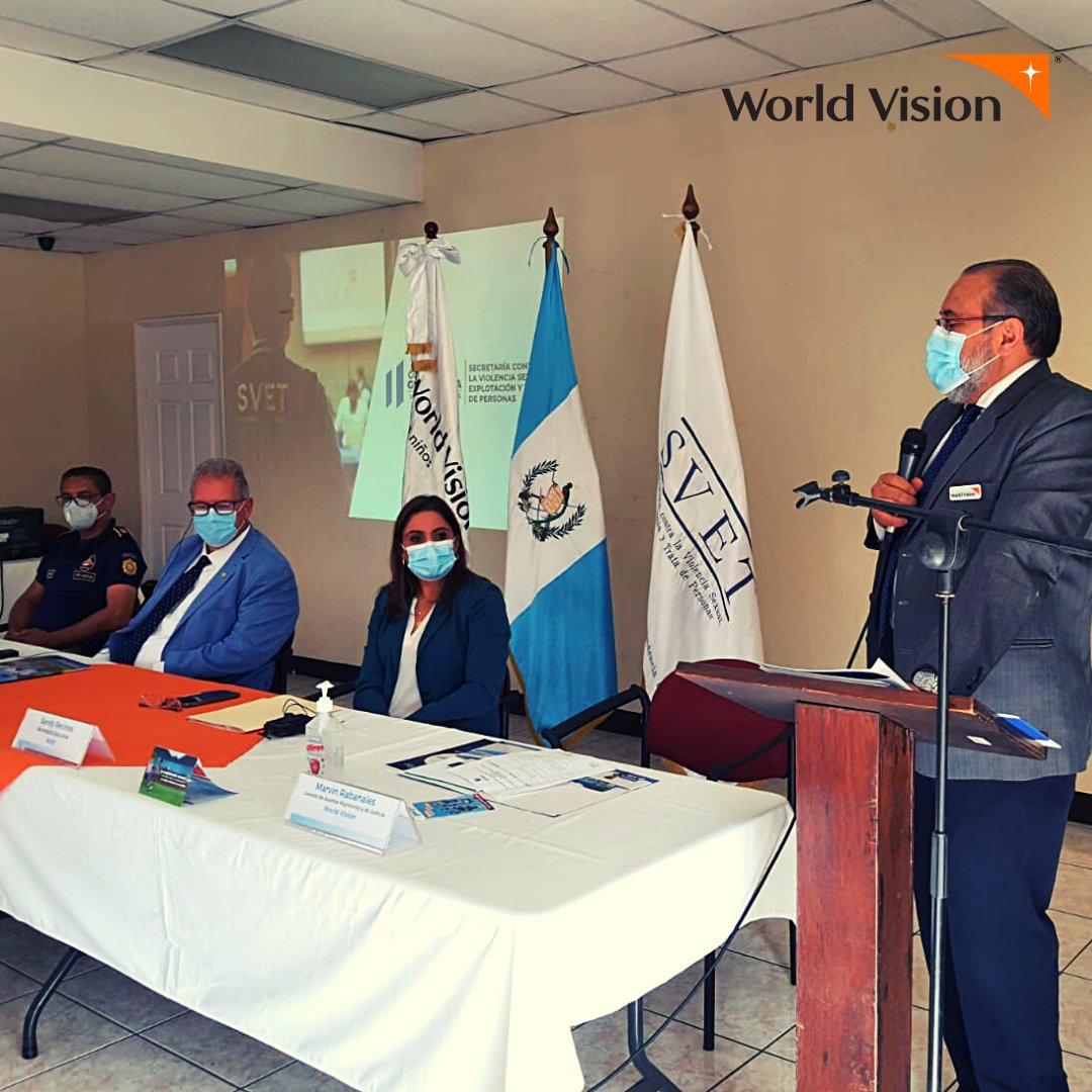 WorldVisionGt's tweet photo. En el marco del Día Internacional contra la Explotación Sexual, repr. de @secretariasvet, Dir. jecutivo de @ICMEC_official, Gerente de #AsuntosMigratoriosYdeJusticia y World Vision Guatemala, llevaron a cabo el 1er. evento de sensibilización y formación sobre el turismo sexual. https://t.co/rBMx7kQWV0