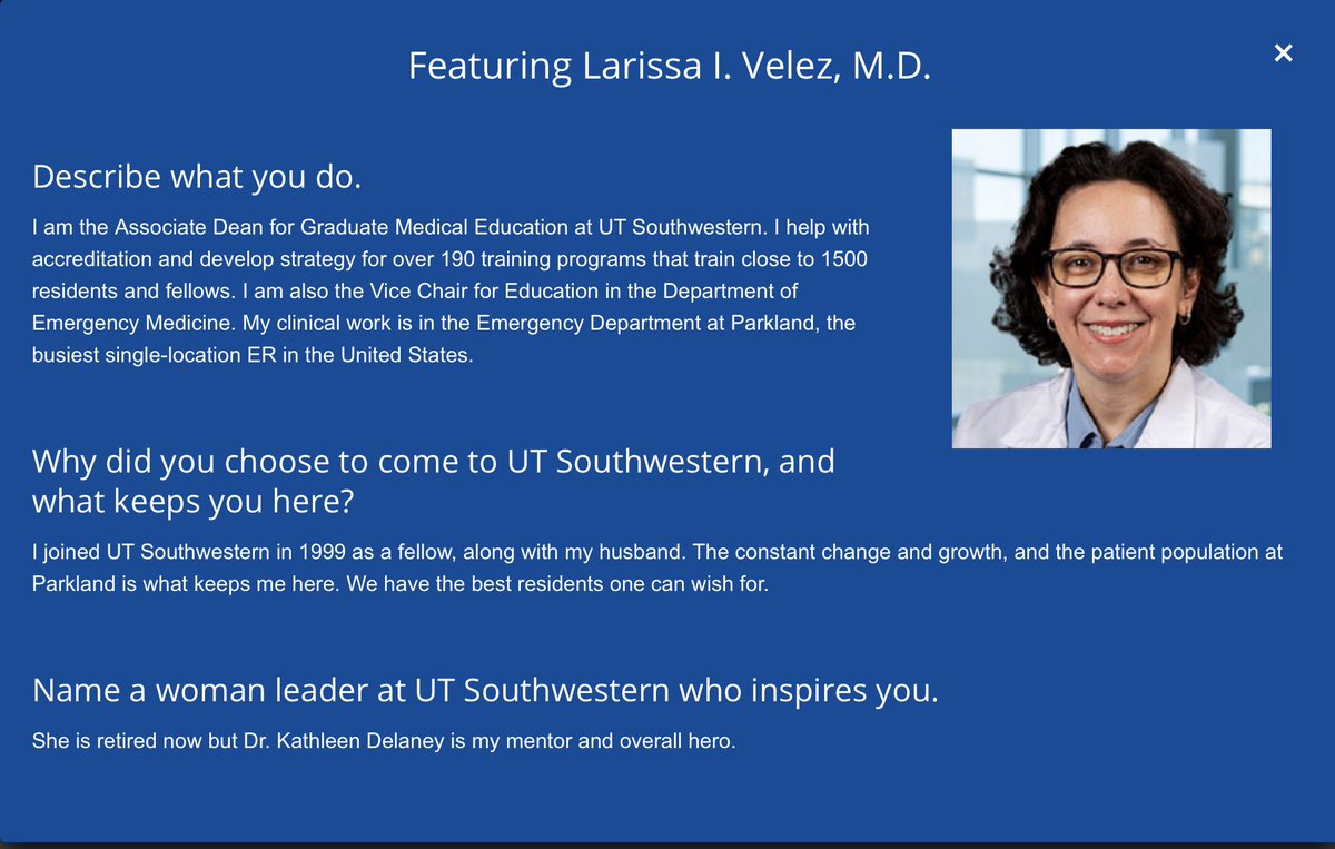 UTSW celebrating women in medicine. Great to have one of our own highlighted. <a href="/UTSW_EM/">UTSW Emergency Medicine</a> <a href="/DallasEMed/">UTSW EM</a>