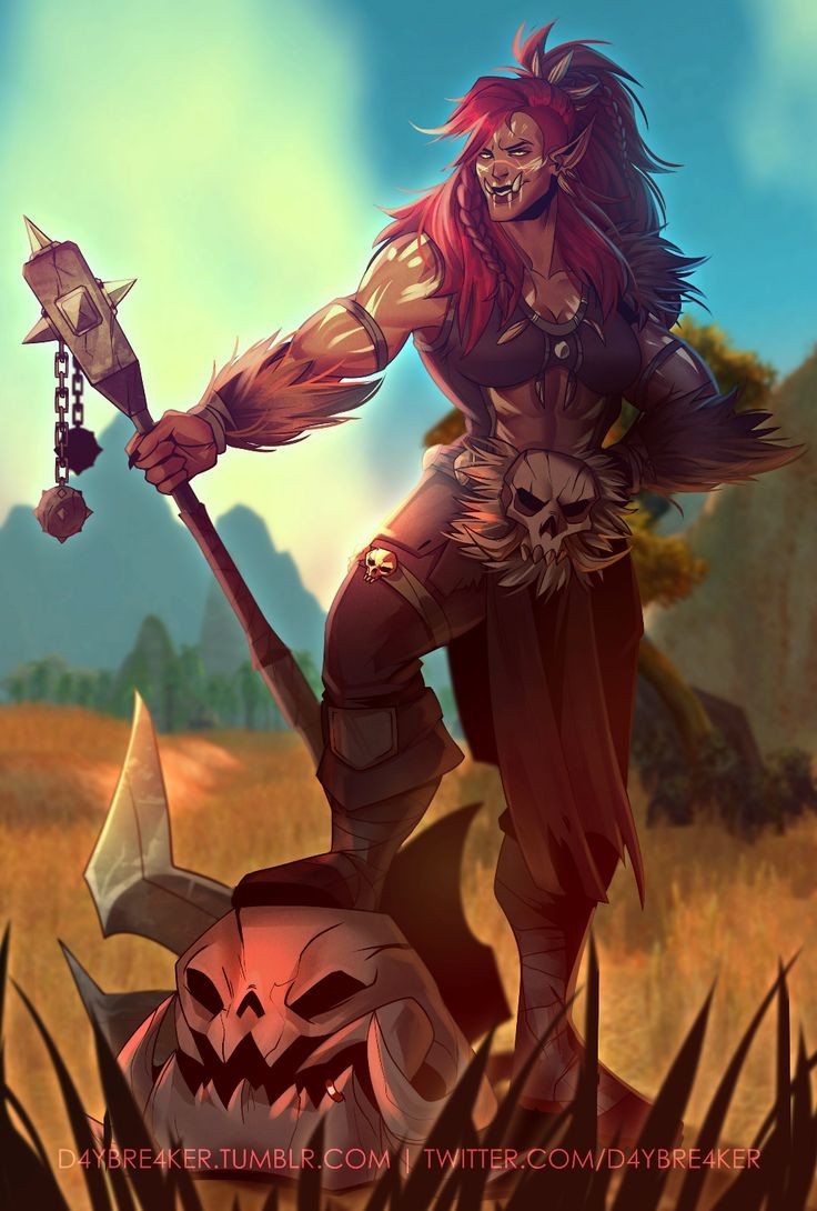 Name: Mazgar
Gender: Female/Futa
Age: 37
Sexuality: Bisexual
Weight: 365
Height: 7'4"
Job: Full time barbarian 
Mazgar lived in the city of Norstar with a human father and a elf mother but left a year ago to make a better living for herself.