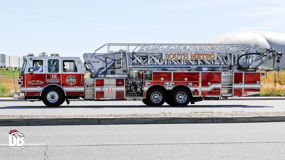 Broncos's tweet photo. It was our honor to have GM George Paton &amp; our football staff recognize the passing of Anthony (Tony) Palato — a @SouthMetroPIO firefighter who served 21 years — by taking part in his procession of apparatus today outside UCHealth Training Center. https://t.co/Ivn87UdXvL