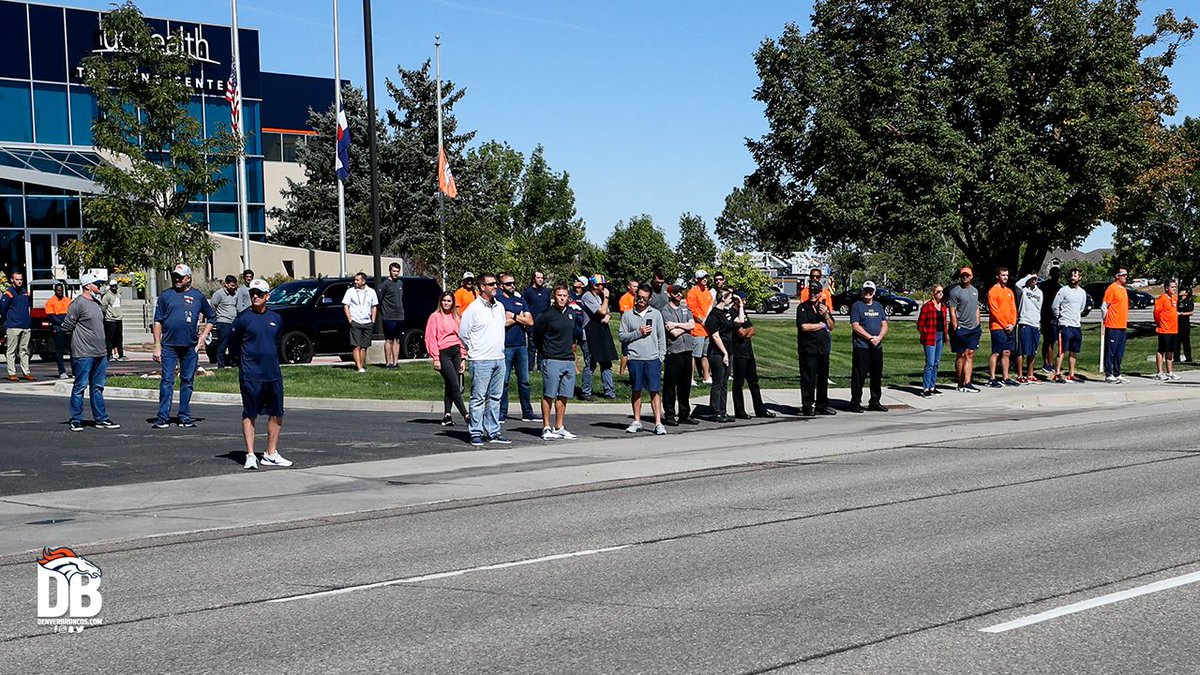 Broncos's tweet photo. It was our honor to have GM George Paton &amp; our football staff recognize the passing of Anthony (Tony) Palato — a @SouthMetroPIO firefighter who served 21 years — by taking part in his procession of apparatus today outside UCHealth Training Center. https://t.co/Ivn87UdXvL