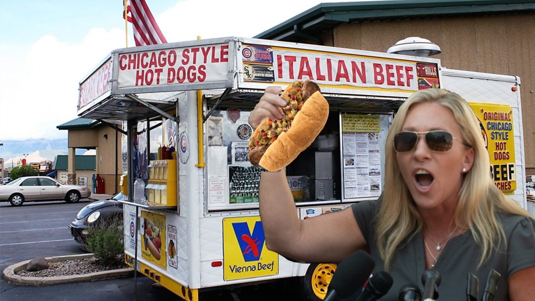 MachineChicago's tweet image. Marjorie Taylor Green Curses Antifa After Burning Roof Of Mouth On Italian Beef

#Chicago #comedy #Satire #politics #news #italianbeef