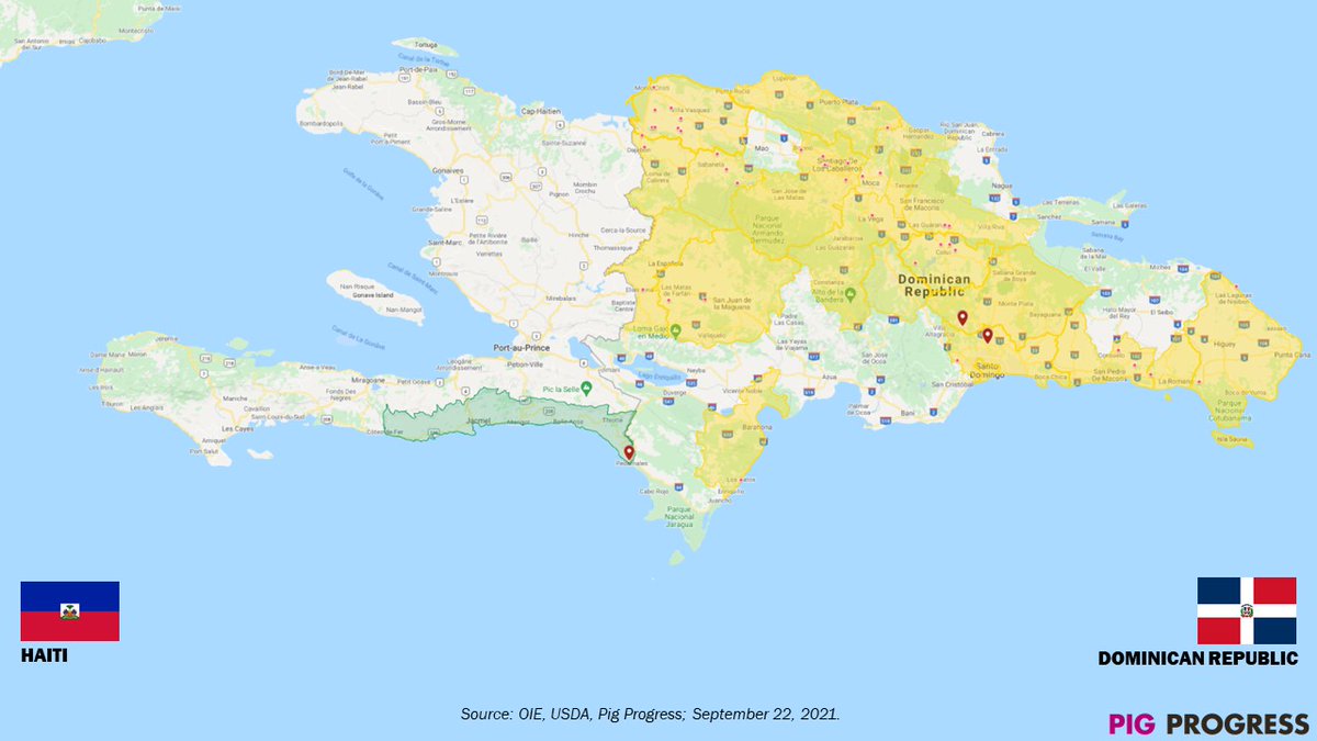 vincenttb's tweet photo. African #Swine Fever #virus in the Caribbean has crossed borders as also Haiti 🇭🇹 reported its 1st #ASF outbreak in 40 years, on a farm of 2,500 #pigs close to the border with Dominican Republic 🇩🇴.

Read more at @PigProgress in this item by @nierduarte ⏩ https://t.co/PEMNZAVXRZ https://t.co/GBftGY0TyJ