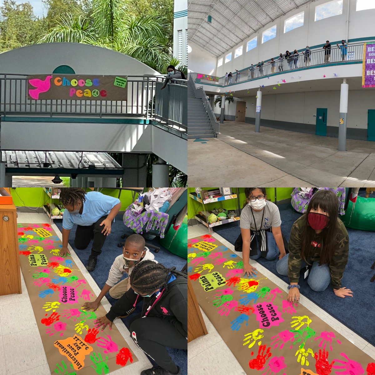 rosenthalc's tweet photo. Happy International Peace Day @NewRiverMiddle  Spreading the message in our breezeway and Ft. Lauderdale through decorated @TheFreshMarket paper bags. ❤️☮️#bethechange #PEACEDAY2021 @ChoozPeace @reimagine_bcps https://t.co/VqnDiC78jx