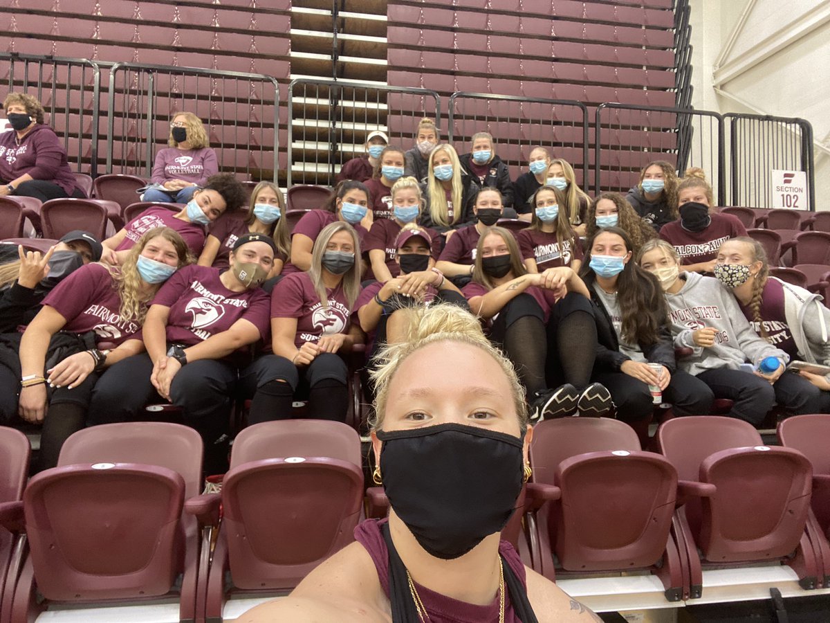 FairmontStateSB's tweet photo. No better way to start the week than early morning lift and supporting our volleyball girls before practice 🤍🥎 https://t.co/x8TdOLmprK