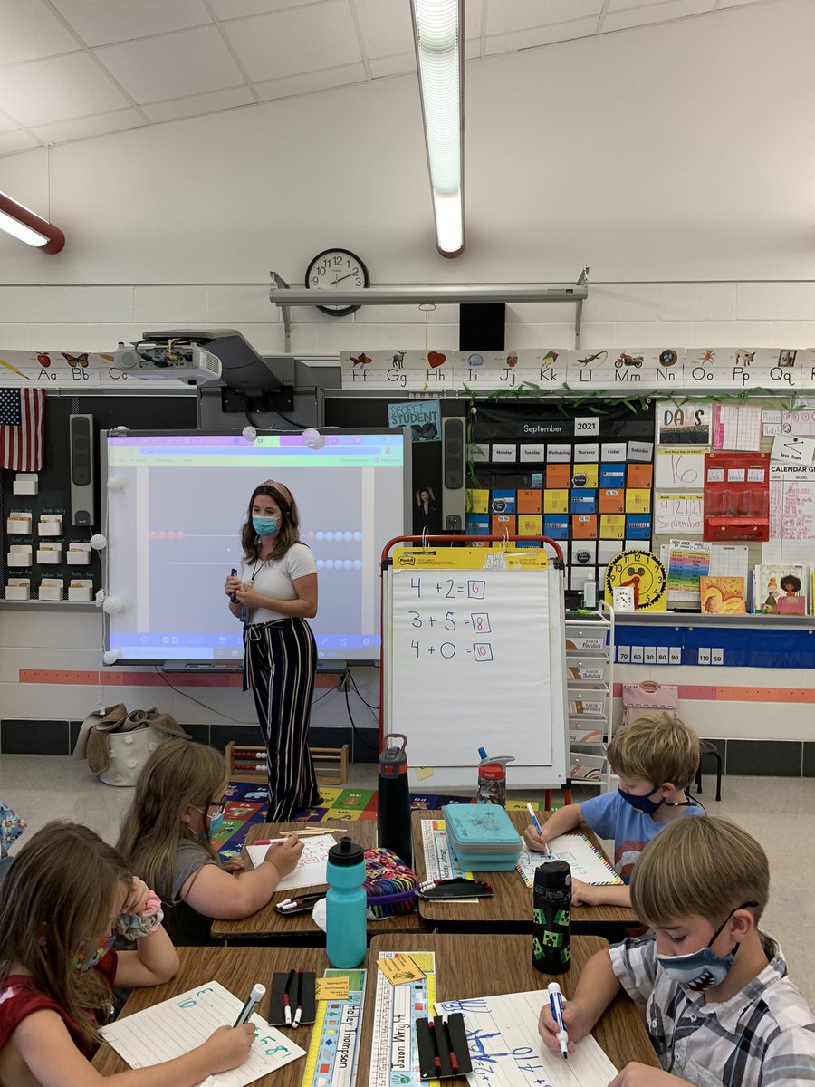 hes_smcps's tweet image. Mrs. Nelson’s class working hard with math today showing and explaining their work.
