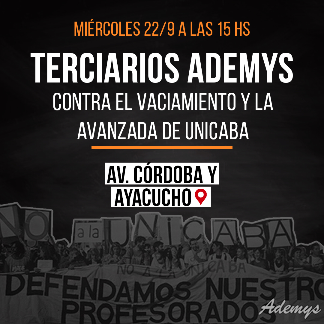 AdemysPrensa's tweet photo. 📢 Acompañamos la lucha de los 29 profesorados contra el vaciamiento y la avanzada de #Unicaba. 
Nos hacemos presentes junto a las comunidades para defender los 29! 
#NuestrosProfesorados
#NoALaUnicaba
#NoAlVaciamiento
#NoAlCierredeCarreras
#NoAlCursoDeIngresoUnificado https://t.co/sXNvFR5W4E