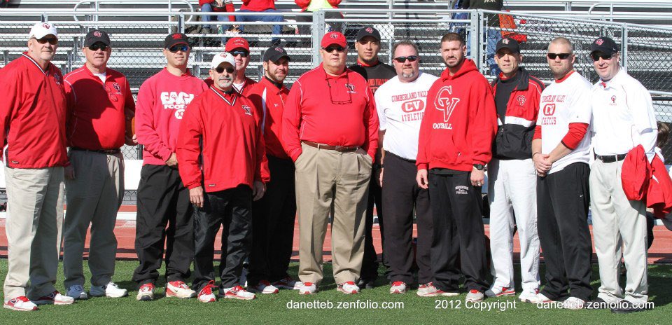 dstano82's tweet photo. Such a sad day for our CV community. A HOF coach but a better man! Condolences to his wife and daughters and the rest of his family. I have always treasured this picture of Coach and his staff at his last game as CV’s coach. You will be missed greatly! https://t.co/uSQZRrYZYb