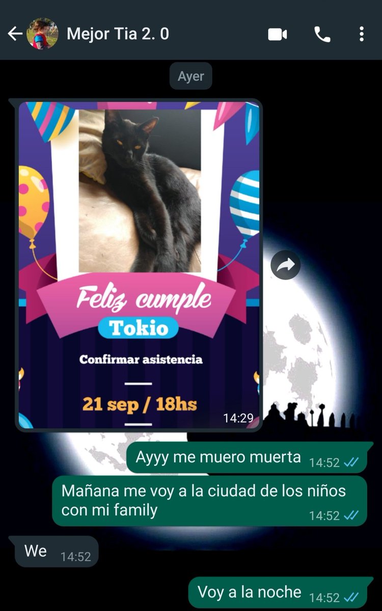 Sdemarchi66's tweet photo. Ayer me llegó esta invitación, y acá estoy yendo al cumpleaños de Tokio. No le pienso fallar a esa gatita. https://t.co/tpgEtc8eXC