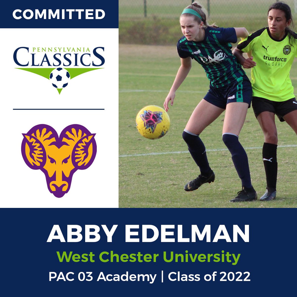 Congratulations to Abby Edelman from our 03 Academy team for committing to <a href="/WCUWomensSoccer/">WCUWomensSoccer</a>! #PAClassics