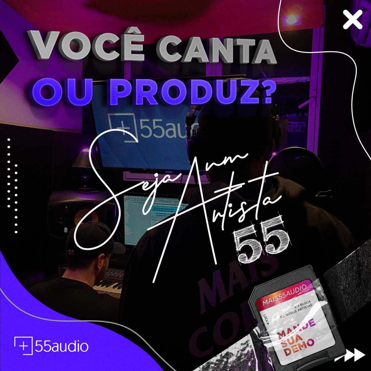 Seja um artista +55!
Estamos em busca de artistas para o nosso time que cantam Pop, Rap ou Funk.
Essa é a sua chance, envie suas demos no email contato@mais55audio.com.br
Conhece alguém que canta e busca uma oportunidade? Marque aqui no post!!!