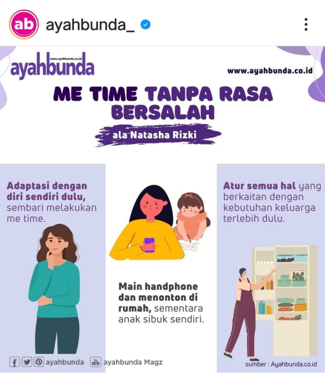 ME TIME Bunda itu perlu disempatkan. Supaya mental tetap waras dan sehat, dan akhirnya terbentuk energi baru dan cinta yang besar utk asah, asih dan asuh sang buah hati. Sharing yuk, apa gaya #metime Bunda! ♥️