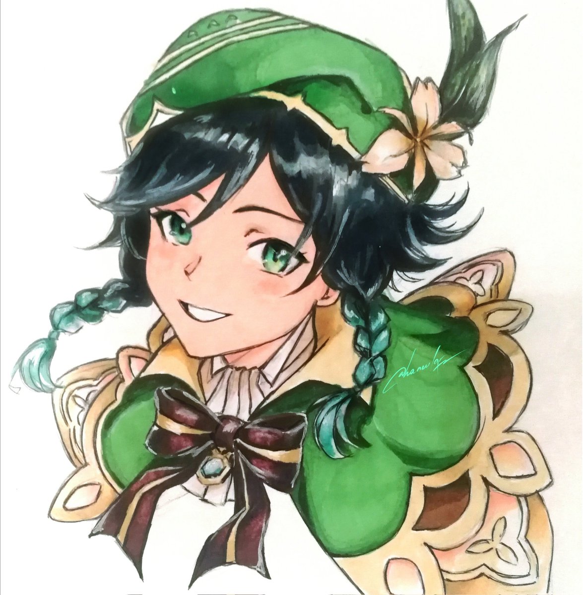 Wooow me trying to draw in anime style 😅👍🏻
#Venti