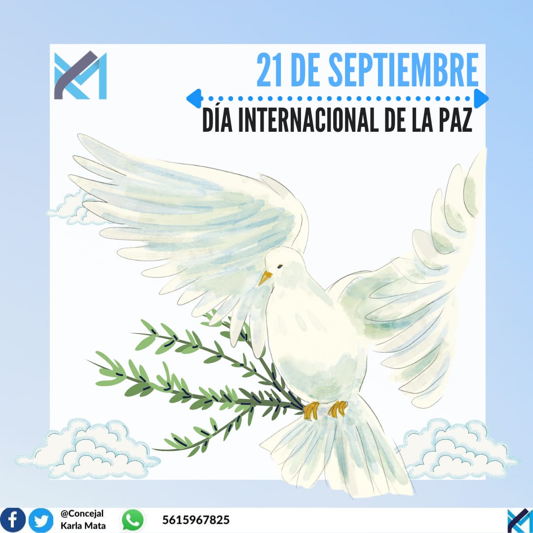 KarlaMataSalas's tweet photo. Así como cada año se da incapié a un lema, este año el lema es"Recuperarse mejor para un mundo equitativo y sostenible".
#DiaInternacionalDeLaPaz
#TuConcejalEnIztacalco
#TeamKMS
#TeamSTCyJM https://t.co/lRmDQwy3Js