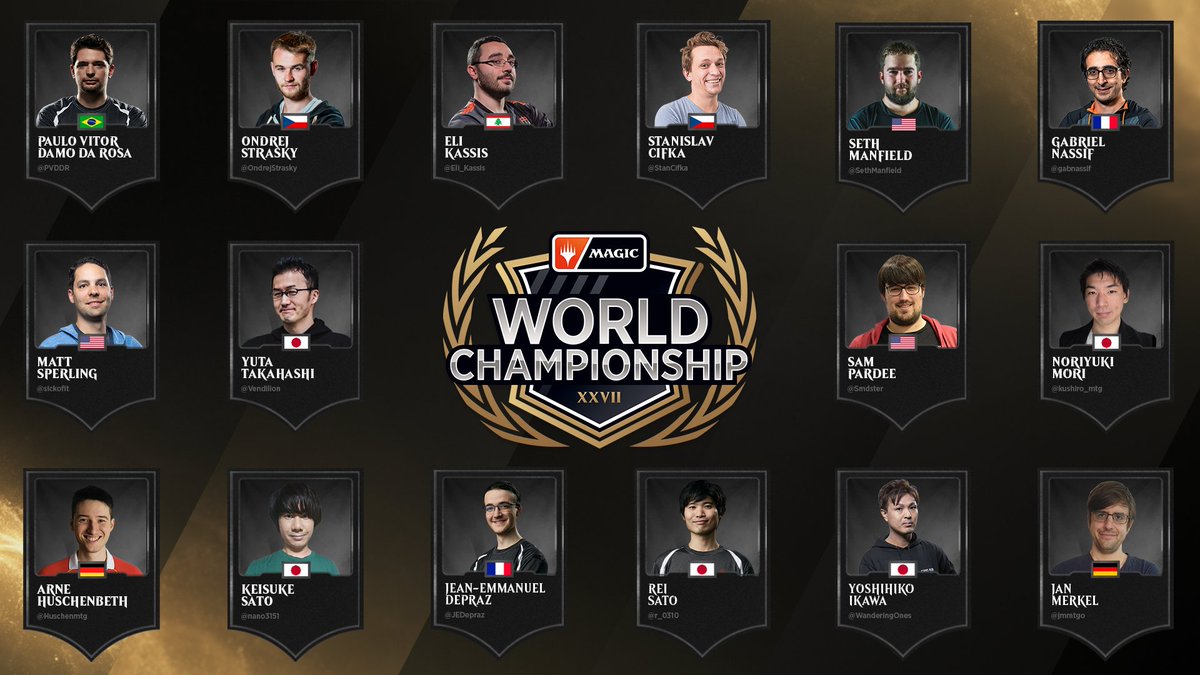 PlayMTG's tweet photo. #FindYourChampion is back! Meet this year's 16 Worlds competitors, watch them compete at #MTGWorlds, and get rewarded on @MTG_Arena. 

Sign up now at: https://t.co/jsGiF7GWDg https://t.co/B2pcLnqZju
