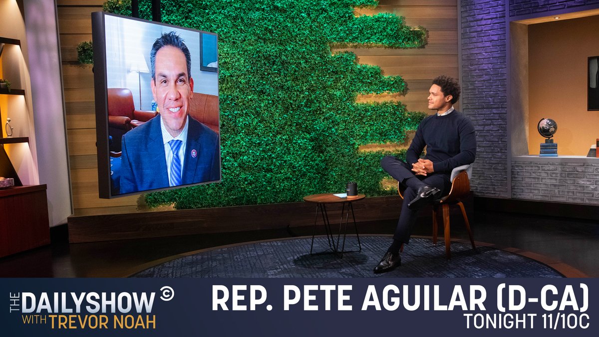 TheDailyShow's tweet photo. TONIGHT: Congressman @RepPeteAguilar is here to talk about investigating the January 6th Capitol Riot as a member of the House Select Committee! https://t.co/5kudDfE6Lb