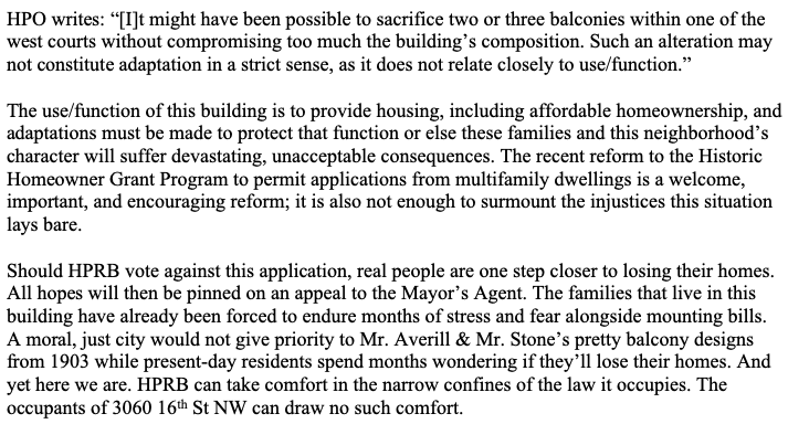 ChelseaANC1D05's tweet photo. Tonight, I introduced and ANC 1D unanimously passed this resolution regarding the balconies on the Kenesaw. 

Historic preservation, by design, prioritizes aesthetics above people. 

No family should ever have to wonder if they'll lose their home over some ornamental balconies. https://t.co/gS1zRgvCuQ