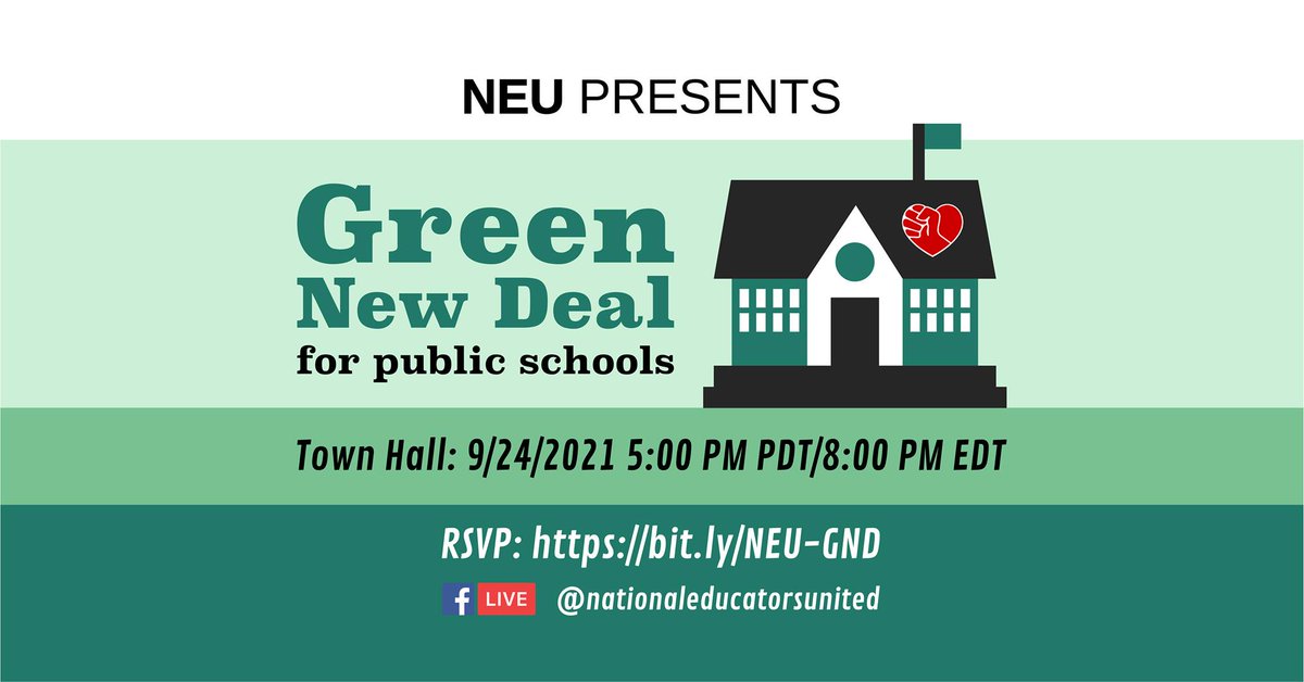National Educators United (NEU) presents a Town Hall on Jamal Bowman’s Green New Deal for Public Schools, featuring Labor Sociologist <a href="/_ericblanc/">Eric Blanc</a> &amp; Policy Expert Professor <a href="/AkiraDrake/">@akirarodriguez.bsky.social 🦋</a> on 9/24 @ 8ET. Event details &amp; bios in link.⬇️

RSVP Link: bit.ly/NEU-GND