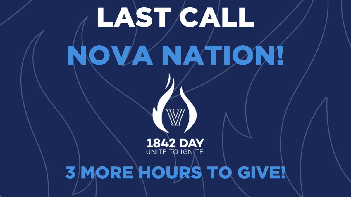 Just 3 hours to go! You can make an impact for the areas of campus that matter to you. Find your cause at villanova.edu/1842day-vu. #1842Day