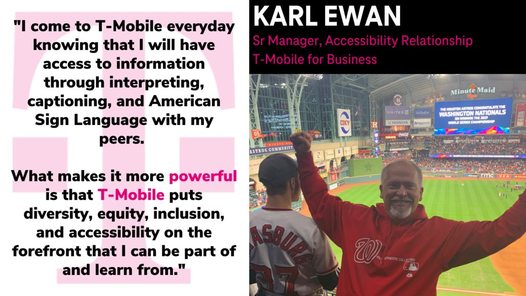 DeeanneKing's tweet photo. I am so thankful we never miss out on the contributions and talents of our Deaf and Hard of Hearing employees, they bring SO much to @TMobile each day! Putting DE&I at the heart of all we do allows us to empower each other for shared success. #MobilizeForAccessibility https://t.co/yiz4UQ5Rok