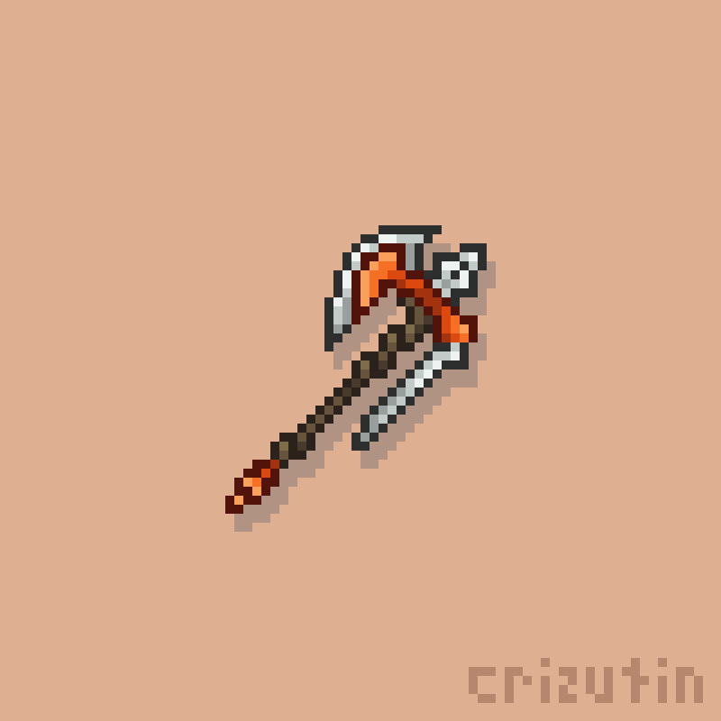 Crizutin's tweet photo. A #battleaxe for today's #pixel_dailies @Pixel_Dailies 

#pixelart #aseprite https://t.co/OFkdoi5mfn