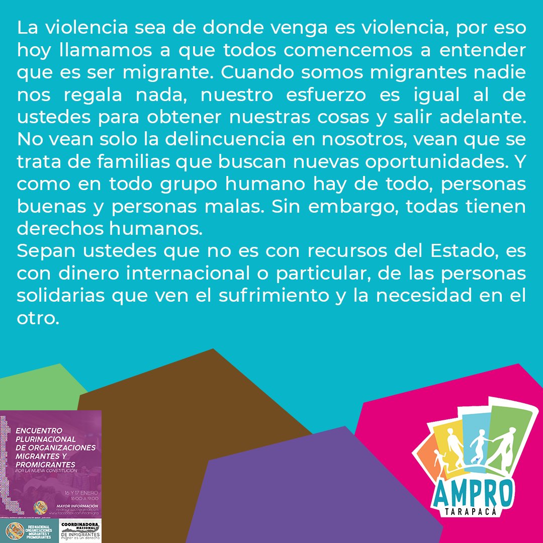 Asam.Abierta de Migrantes y Pro Migrantes Tarapacá tweet media