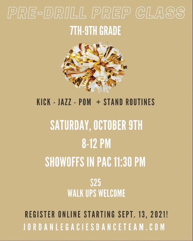 Ok friends tomorrow is the last day to sign up! This is for dancers young and older and we can’t wait to welcome you!  Don’t miss out snd register at the Jordan Legacies Dance Team website.  Get your Legacy tshirt swag register by tomorrow. <a href="/JhsWarriors/">Jordan High School</a> 
jordanlegaciesdanceteam.com/#/