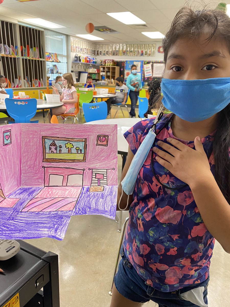 Third grade students drawing their bedrooms after studying Vincent Van Gogh’s bedroom in Arles. <a href="/tmorgangves/">gvesart</a> <a href="/GreenValleyElem/">Green Valley Elem</a> #GVgatorstrong