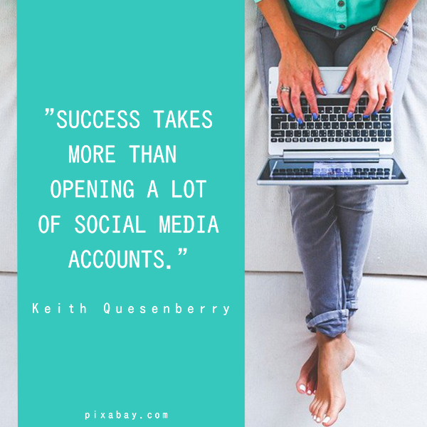 BennionLacey's tweet photo. In Keith Quesenberry's book, "Social Media Strategy," Quesenberry explains how individuals should do more than open several social media accounts in order to be successful. Instead, they should focus on the ways in which they promote themselves on one account instead of several. https://t.co/b5I7vuGwvH