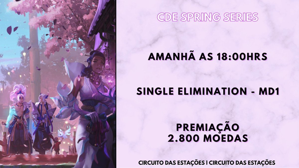 Amanhã teremos a nossa 1ª Edição do Spring Series, venha testar seus decks, em uma formato rápido e simples! Além de tudo, teremos Moedinhas fornecidas pela <a href="/RuneterraBrasil/">Legends of Runeterra Brasil</a> 
Inscrição em tinyurl.com/SSeries1