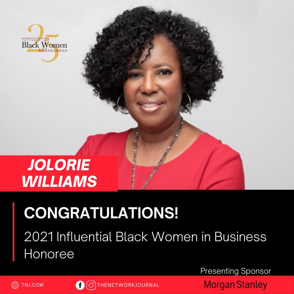 Please join us as we honor and celebrate JOLORIE WILLIAMS, General Manager, Revlon Multi-cultural
&amp; Contract Services, Revlon, Inc., Jacksonville, Fla., at TNJ’s 23rd Annual 25 Influential Black Women in Business Awards Virtual Celebration. 
#tnj #influentialwomen #blackwomen