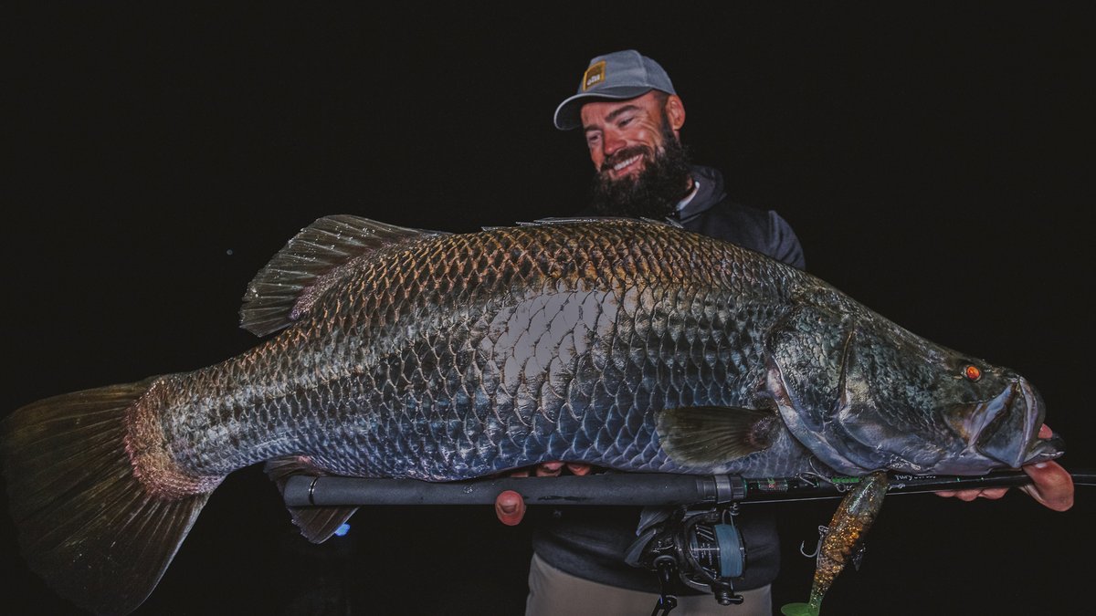 deandotfish's tweet photo. The Awoonga METRIE is baaaccckkk! Been a while between metries in this place, so impressed with the comeback of this lake, doesnt seem like that ago that i wa jerkbaiting 60's in the timber and getting all excited!! #barramundi #awoonga #metre #magicmark https://t.co/jFKjNcQXzD