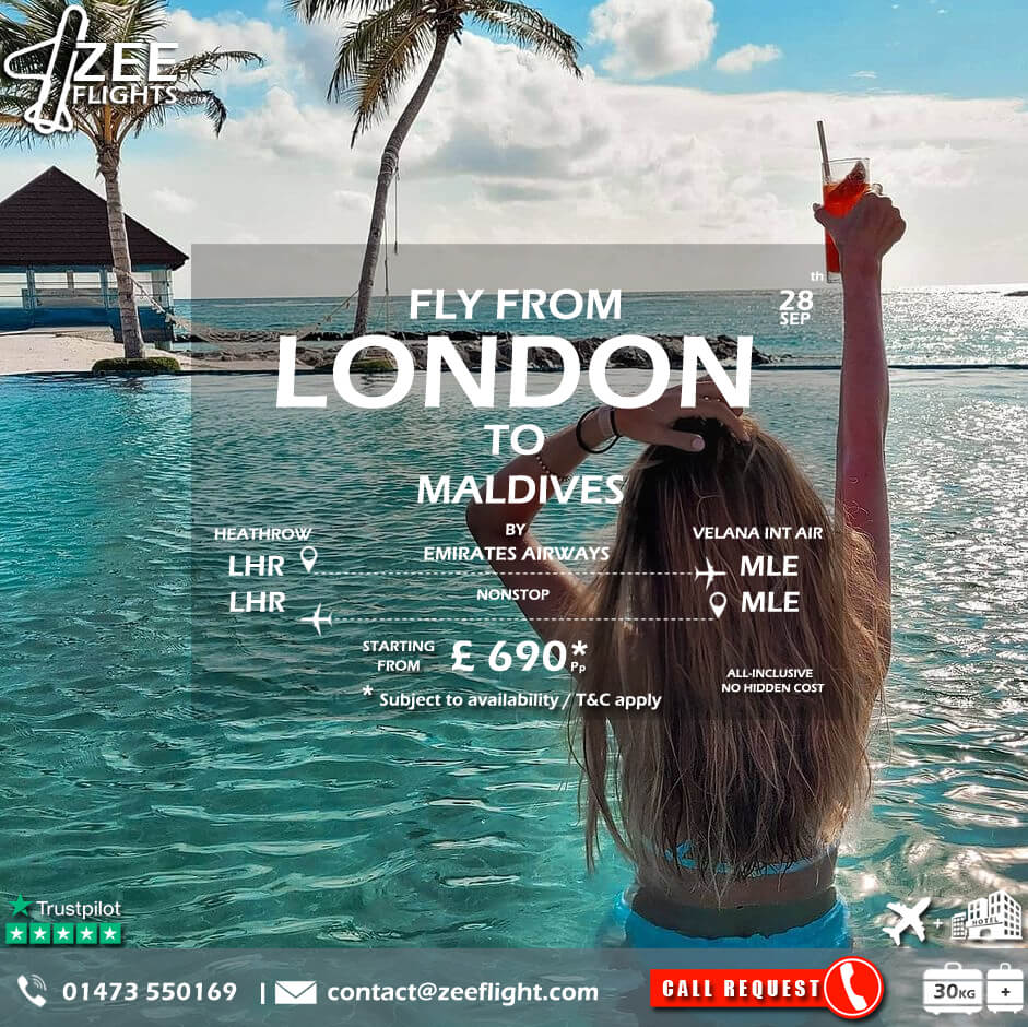 zeeflight's tweet image. Affordable flights from London to Maldives.

Contact us:
✆ : 014 735 50169.
✉: contact@zeeflight.com.
Web: zeeflight.com.