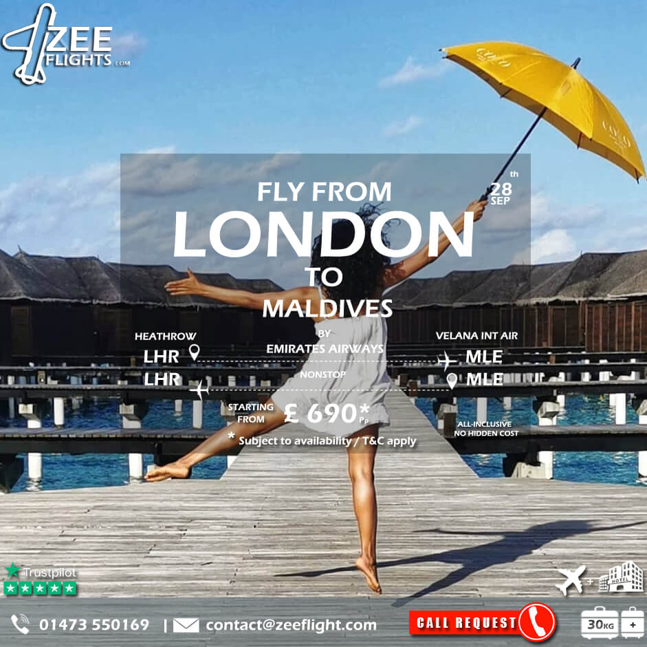 zeeflight's tweet image. Affordable flights from London to Maldives.

Contact us:
✆ : 014 735 50169.
✉: contact@zeeflight.com.
Web: zeeflight.com.