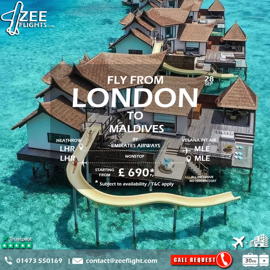 zeeflight's tweet image. Affordable flights from London to Maldives.

Contact us:
✆ : 014 735 50169.
✉: contact@zeeflight.com.
Web: zeeflight.com.