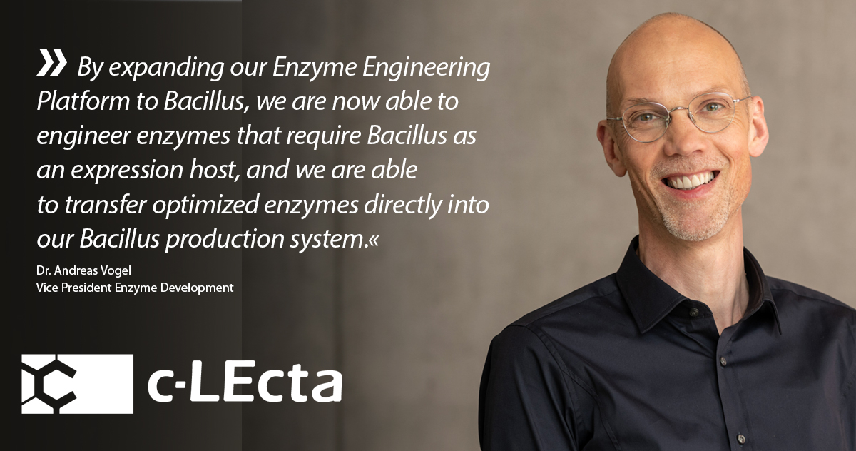 c-LEcta expands its ENESYZ® technology platform, using enzyme engineering to optimize more enzymes with better results. The R&amp;D enzyme development team at c-LEcta has succeeded in performing enzyme screenings on the basis of a Bacillus platform. bit.ly/3hVrndi