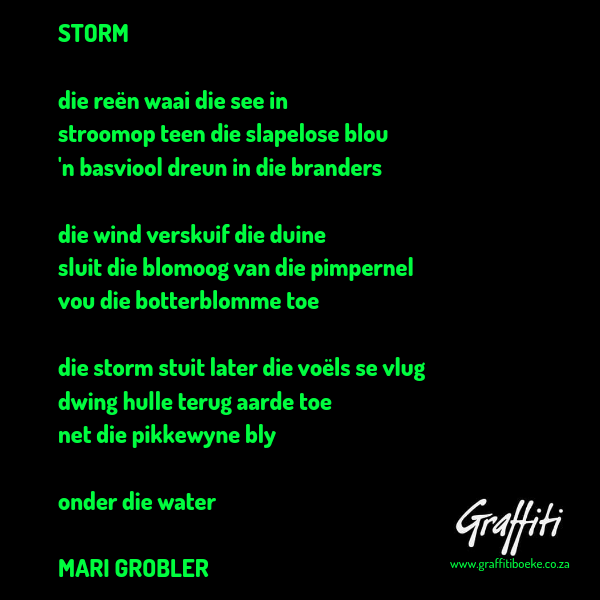 Uit: Groot Verseboek Deel 3, saamgestel deur André P. Brink
Uitgegee deur Tafelberg 2008
graffitibooks.co.za/af/25347/Boeke