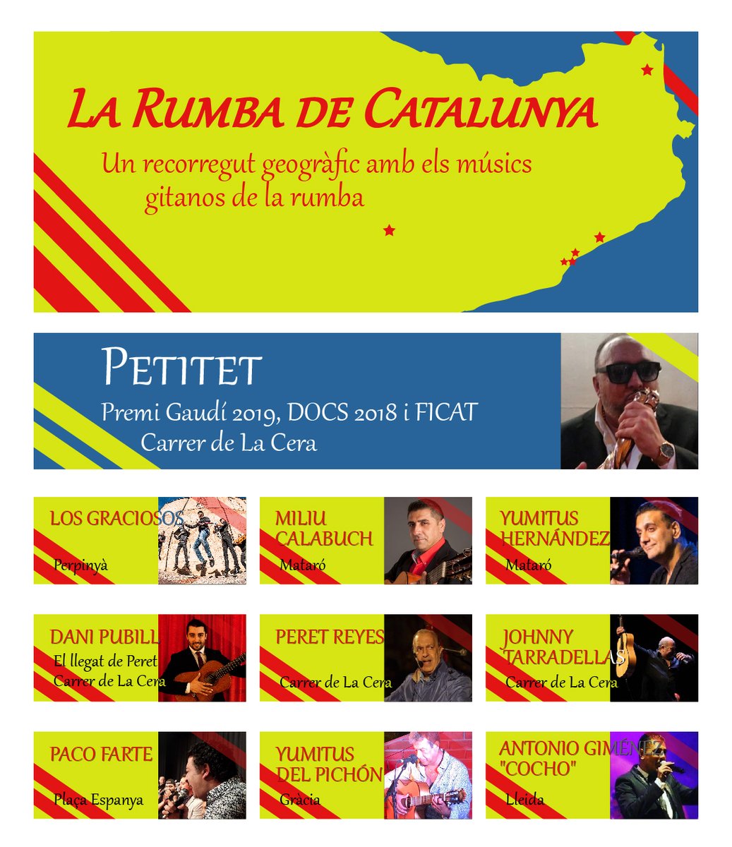 ¡Ya estamos en marcha!
¡28 músicos en el escenario!
Perpinyà, Mataró, Carrer de La Cera, Plaça Espanya, Gràcia i Lleida
Dirección e idea Petitet