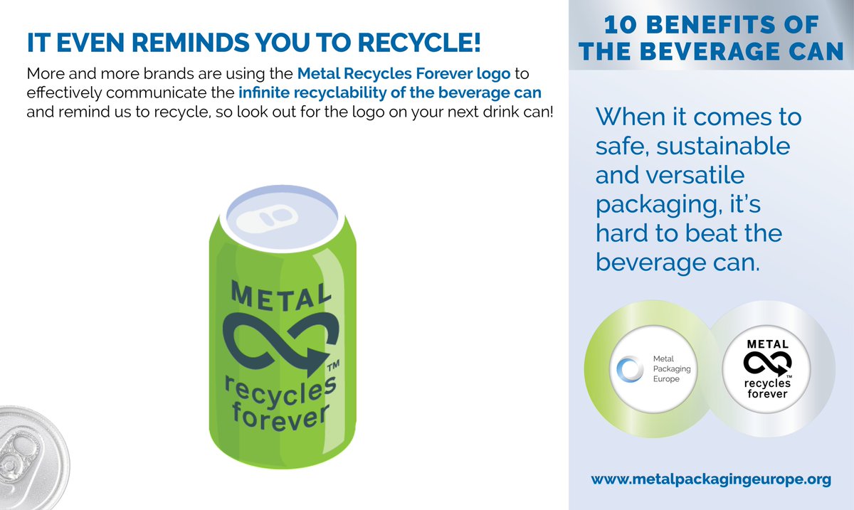 metal_packaging's tweet photo. Look out for the #MetalRecyclesForever logo on your next drink can!

The logo indicates the infinite recyclability and #sustainability of #MetalPackaging, encouraging us all to play an active role in #recycling. 
#ChooseCans!♻️ https://t.co/ipYIKlteaH