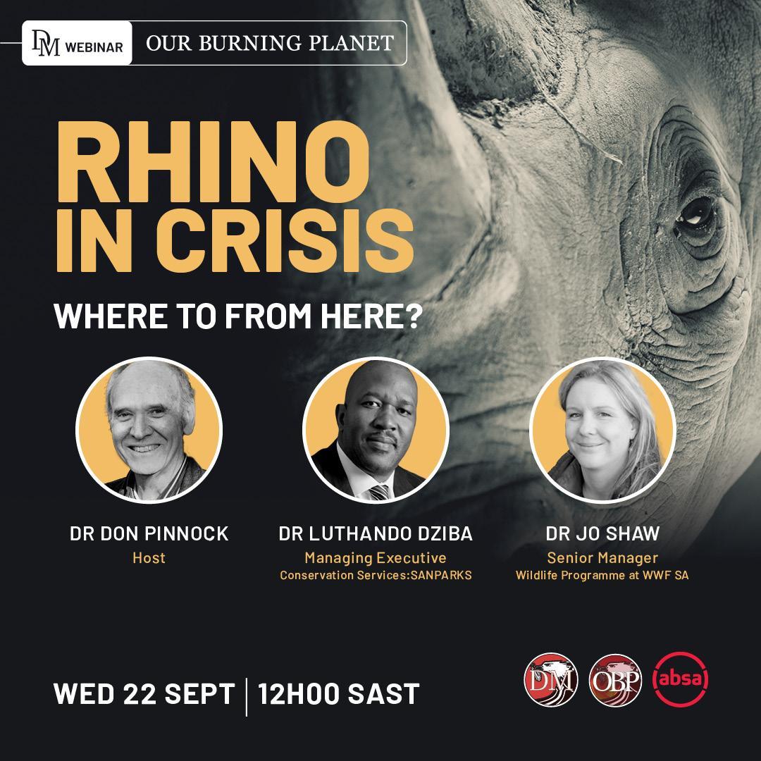 The rhino crisis is multifaceted, dire and in need of our attention. In honour of World Rhino Day, today at 12pm Don Pinnock, acting CEO of SANParks Dr Luthando Dziba and senior manager Africa Rhino Lead at WWF Dr Jo Shaw will discuss. Register here: bit.ly/rhinosincrisis…