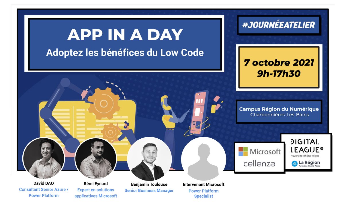 Cellenza (@cellenza) on Twitter photo 📅On vous attend nombreux le jeudi 7 octobre de 9h à 17h30 dans les locaux de la <a href="/Digitaleague/">Digital League</a> à Lyon pour une journée App in a Day qui vous permettra de découvrir les possibilités qu’offre la solution Power Platform de #Microsoft.
Inscrivez-vous 👉 bit.ly/3cdEbJd 📅On vous attend nombreux le jeudi 7 octobre de 9h à 17h30 dans les locaux de la <a href="/Digitaleague/">Digital League</a> à Lyon pour une journée App in a Day qui vous permettra de découvrir les possibilités qu’offre la solution Power Platform de #Microsoft.
Inscrivez-vous 👉 bit.ly/3cdEbJd