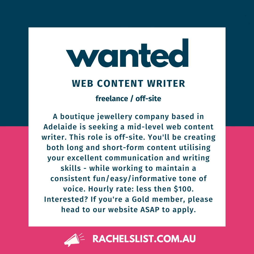 RachelsList's tweet image. RE-POST: Web content writer wanted for jewellery brand (OFF-SITE) buff.ly/2XBZoZu #contentwritingjob