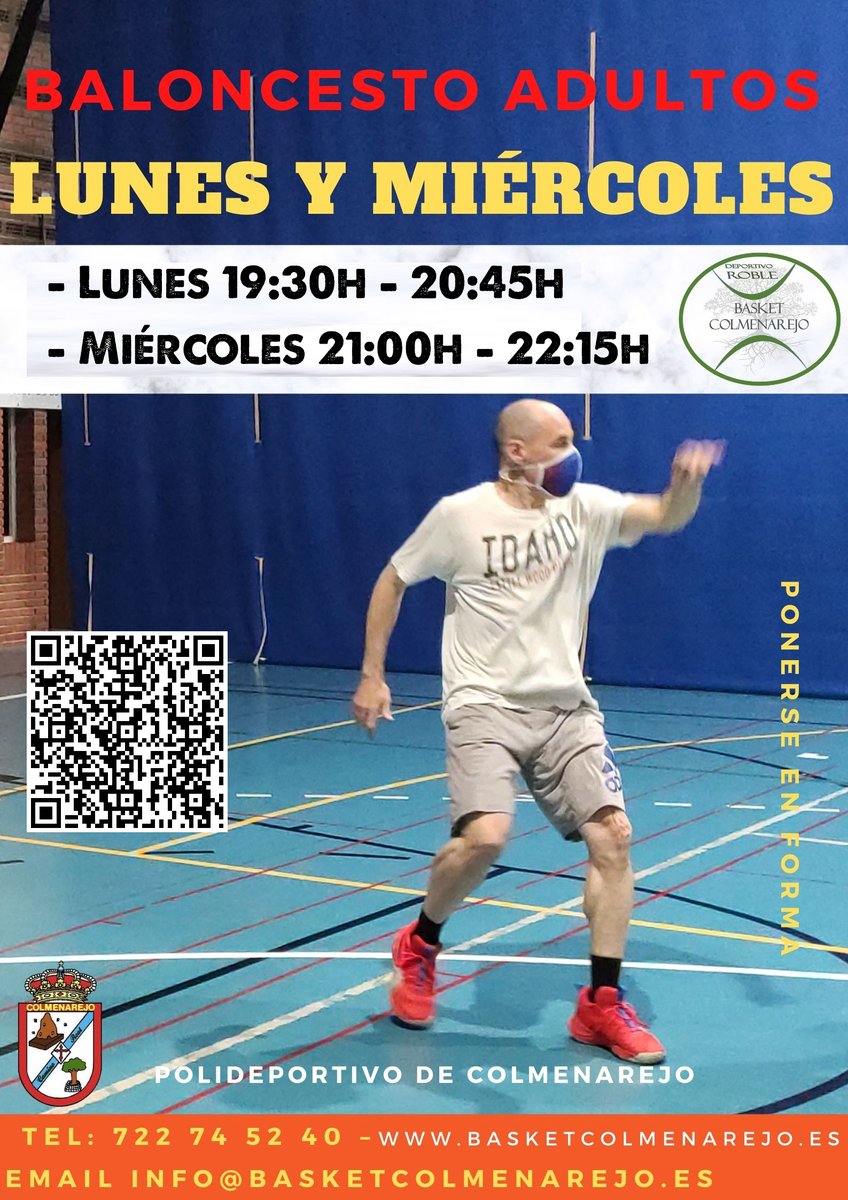 BasketColme's tweet photo. Baloncesto Senior/Adultos Mixto, Lunes y miércoles. Te ponemos en forma mientras prendes y juegas a tu deporte favorito !!!
https://t.co/smurnzAhBF
#ponerseenforma #ejerciciofisico #practicarbaloncesto #jugarbaloncesto https://t.co/EDsA4H6PID