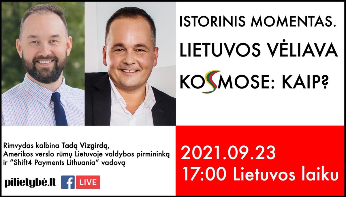 PilietybeLT's tweet image. Pokalbis su #Pilietybe 🚀
🎙TADĄ VIZGIRDĄ @Aviatorius | Sugrįžusį JAV lietuvį | @Shift4Payments Lithuania vadovą kalbina 🎙 RIMVYDAS BALTADUONIS @econrim | Pilietybe.lt bendrakūrėjas 🚀 TADO VIZGIRDOS iniciatyva 🇱🇹 pakilo į kosmosą #spacex #falcon9 #inspiration4 misija