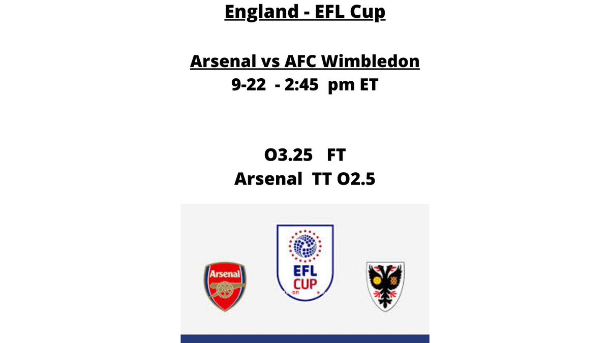 ROICapper1's tweet photo. #Soccer #eflcup #carabaocup #arsenal #afcwimbledon #soccerpicks #soccertops #soccerbets #freeplays #freepicks #freetips #sportsbetting #eflcuptips #eflcupbets #eflcuppicks https://t.co/qaZWegfWdw
