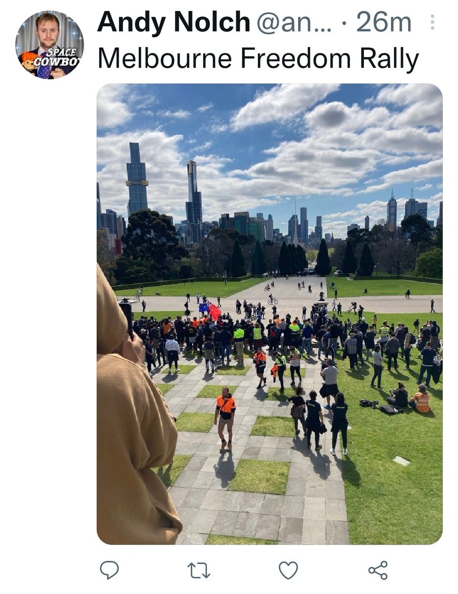 TakedownMRAs's tweet photo. Not surprised to see the Men's Rights Activist who vandalised the memorial for a woman who was raped and murdered has been down at the Melbourne anti-vax protests for the last two days.

#IStandWithTradies https://t.co/hy83iw75Pg