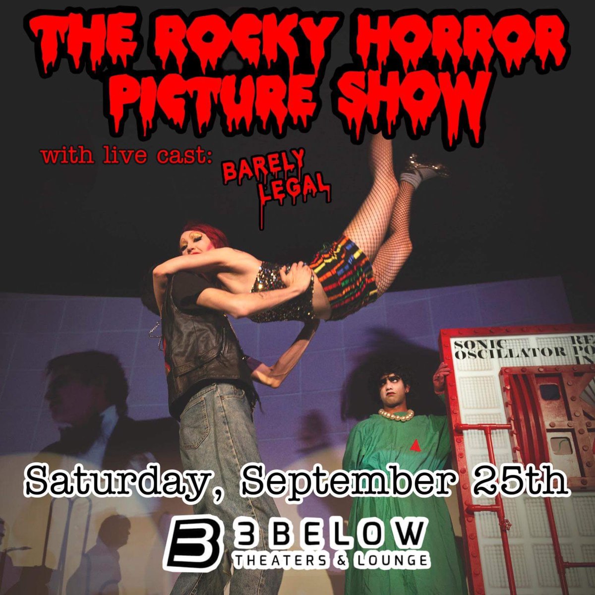 blrhps's tweet photo. Tickets for Barely Legalโs return to the 3Below theater this Saturday night for the #RockyHorrorPictureShow are already moving.
Go to https://t.co/iPTgbRSVLP now to buy your tickets online & to reserve your seats. #BLRocky #BLFam #RHPS #SanJose https://t.co/pWeRYblC9s
